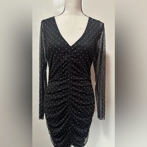 Black Ruched Sparkle Bodycon Dress